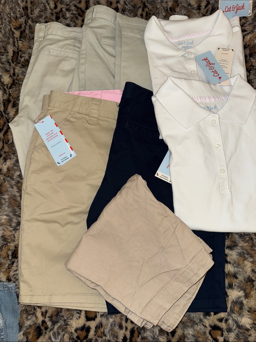 Cat & Jack White Polo Tops with Khaki, Navy and Tan pants & shorts. Some NWT